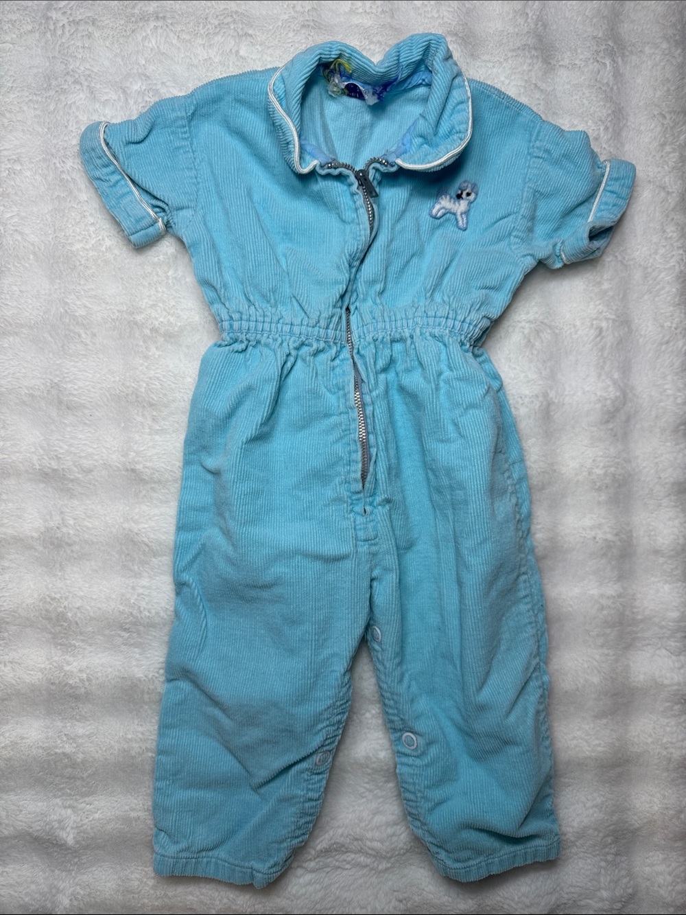 Vintage Mineto Corduroy Jumper One Piece Baby Blue Zip Up 6-9 Months